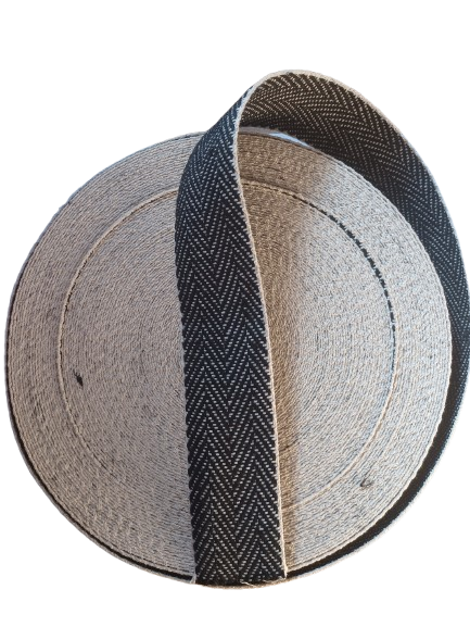 2 Inch 50mm Black/White Herringbone Upholstery Chair Webbing Cotton/Jute